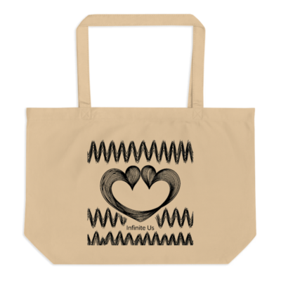 Large Organic Tote Bag | Eco-Friendly Cotton Tote with 'Infinite Us' Heart Design