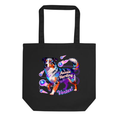 Eco Black Tote Bag | Aussie Herding Vortex! - Sustainable Canvas Tote