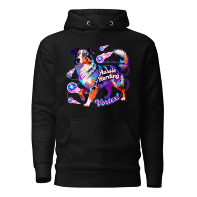 Aussie Herding Vortex! Unisex Premium Pullover Hoodie - Vibrant Dog Art