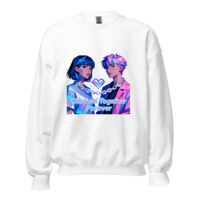 Glitched Together Forever Unisex Crew Neck Sweatshirt - Pixel Art Design