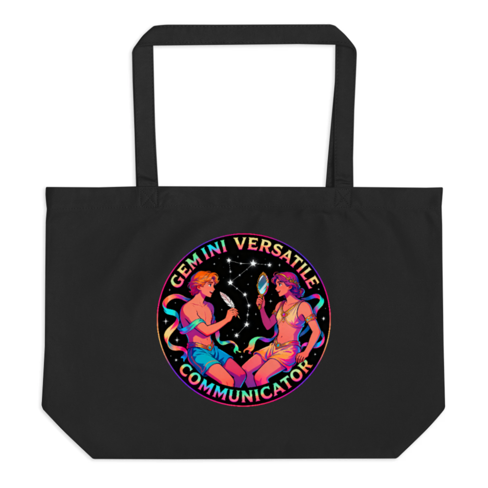 Gemini Versatile Communicator Organic Tote Bag - Black, Eco-Friendly & Stylish