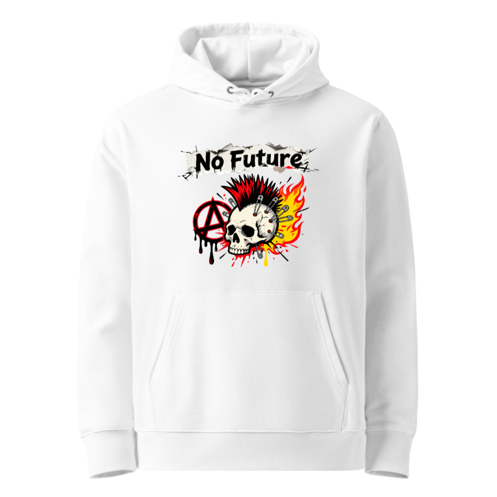 No Future Punk Skull Hoodie - Unisex Eco-Friendly Sweatshirt