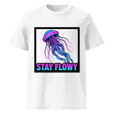 Unisex Organic Cotton T-Shirt | Stay Flowy Jellyfish Graphic Tee - Soft & Eco-Friendly