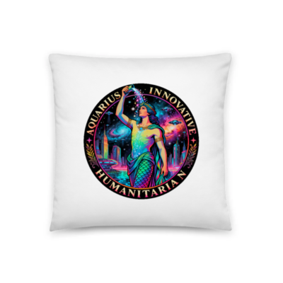 Aquarius Zodiac Pillow - Innovative Humanitarian 18"x18" Basic Pillow
