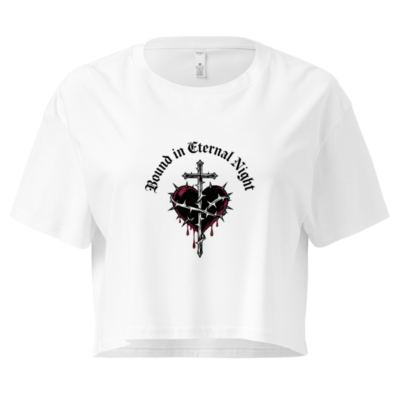 Women's Crop Top - Bound in Eternal Night Cross & Thorn Heart Design