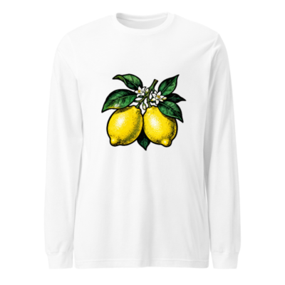 Lemon Tree Long Sleeve Tee - Unisex, Bright Yellow Citrus Design