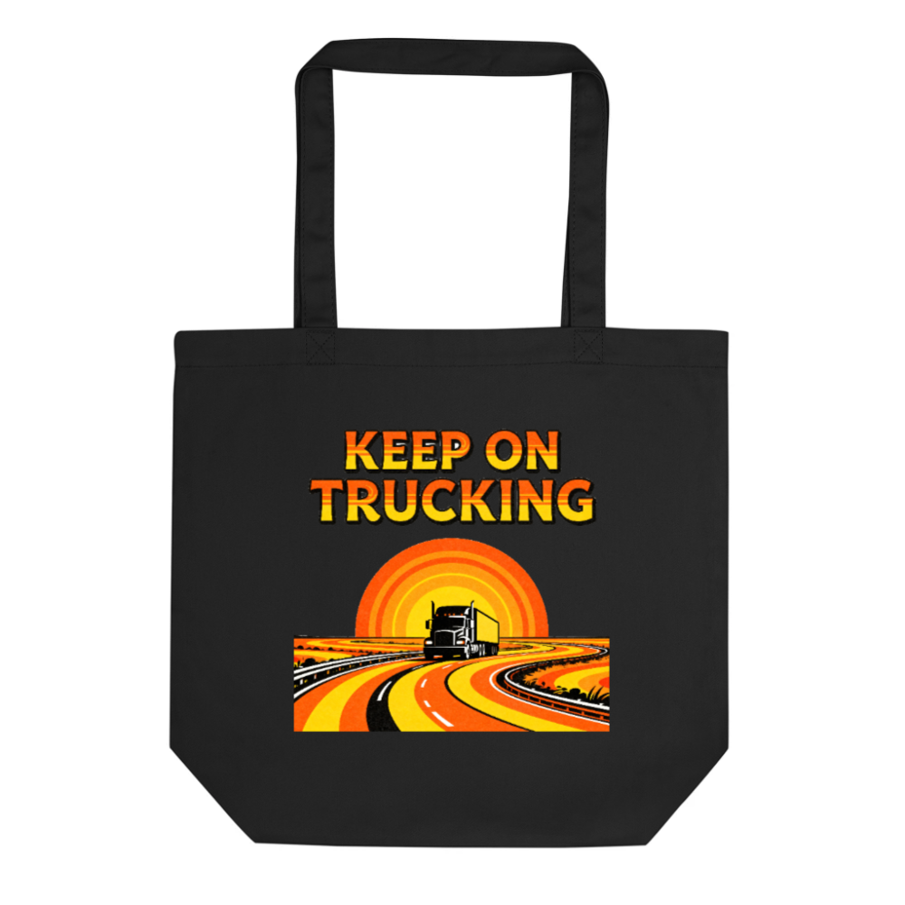 Eco Black Tote Bag | Keep on Trucking Design | Sustainable Cotton Tote