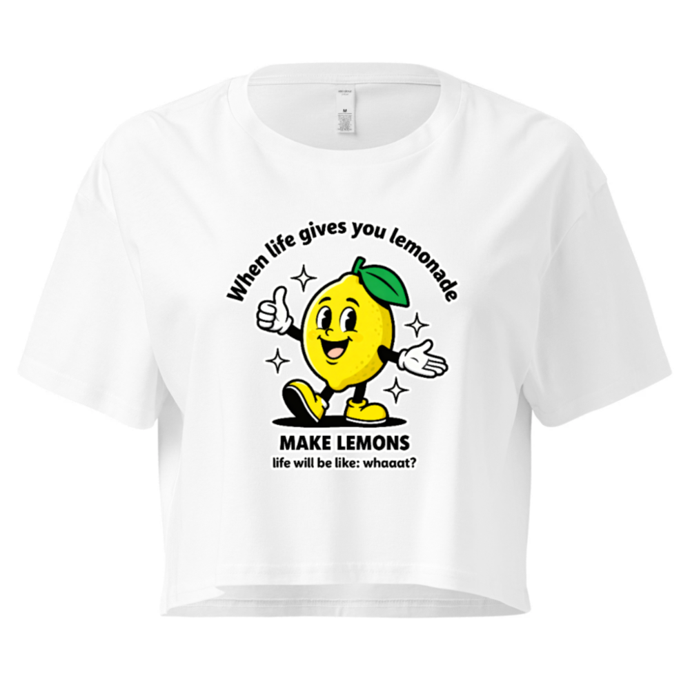 Women's Crop Top - 'Make Lemons' Lemon Graphic Tee, Fun & Trendy
