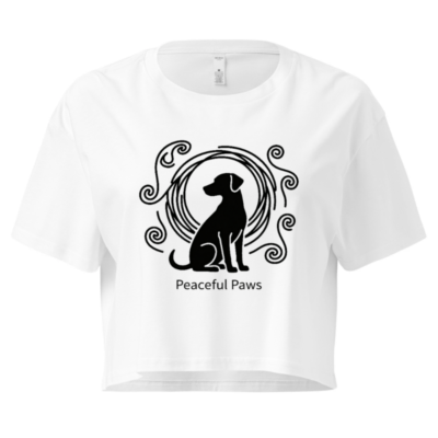 Women's Crop Top with Peaceful Paws Dog Design - Short Sleeve, Comfort Fit