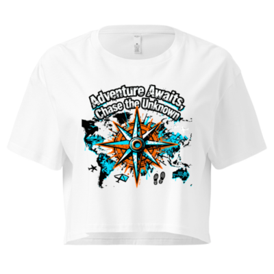 Women's Crop Top - Adventure Awaits, Chase the Unknown | Compass World Map Design