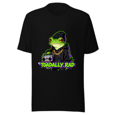 Toadally Rad Unisex Staple T-Shirt | Green Frog with Boombox & Gold Chain