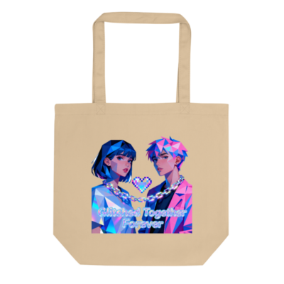 Eco Oyster Tote Bag | Glitched Together Forever Geometric Art Tote