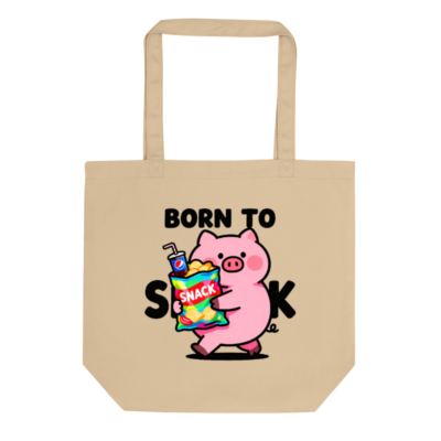Eco Oyster Tote Bag | Sustainable Cotton Tote with Pig Snack Design