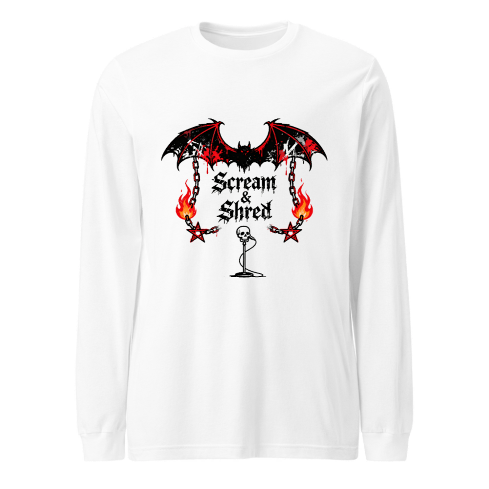 Scream & Shred Bat Wings Long Sleeve Tee - Unisex Gothic Punk Shirt