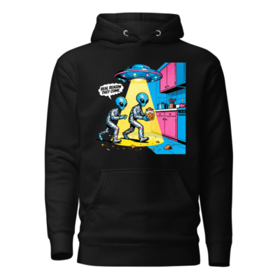Unisex Premium Pullover Hoodie - Alien Cookie Theft Graphic Hoodie