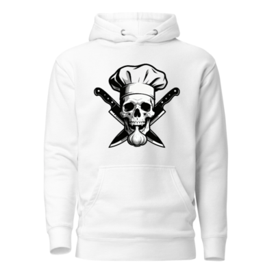 Chef Skull & Garlic Hoodie - Unisex Premium Pullover, Crossed Knives Design