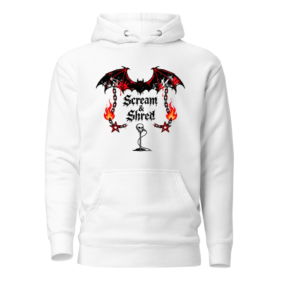 Unisex Premium Pullover Hoodie - Scream & Shred Bat Skull Design
