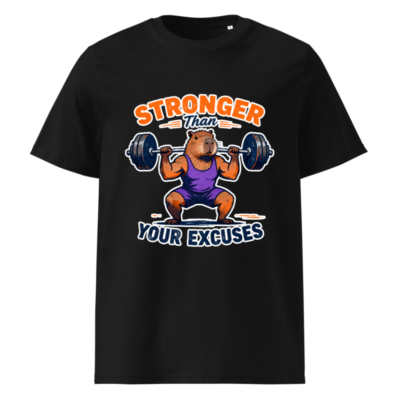 Stronger Than Your Excuses Capybara Gym T-Shirt | Unisex Organic Cotton