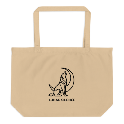 Organic Tote Bag | Large Eco-Friendly Canvas Tote with Lunar Silence Wolf Design