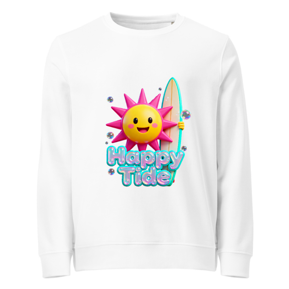Happy Tide Unisex Organic Sweatshirt | Sun & Surf Design