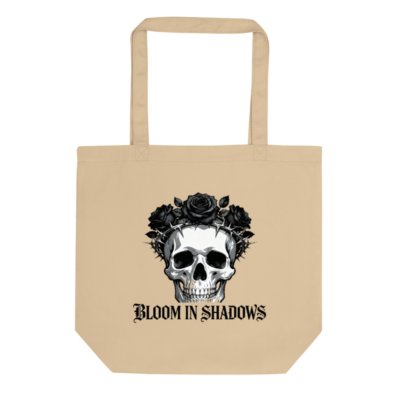 Eco Oyster Tote Bag | Bloom in Shadows Skull & Roses Design