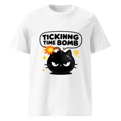 Unisex Organic Cotton T-Shirt - Tickinng Time Bomb Cat Bomb Design