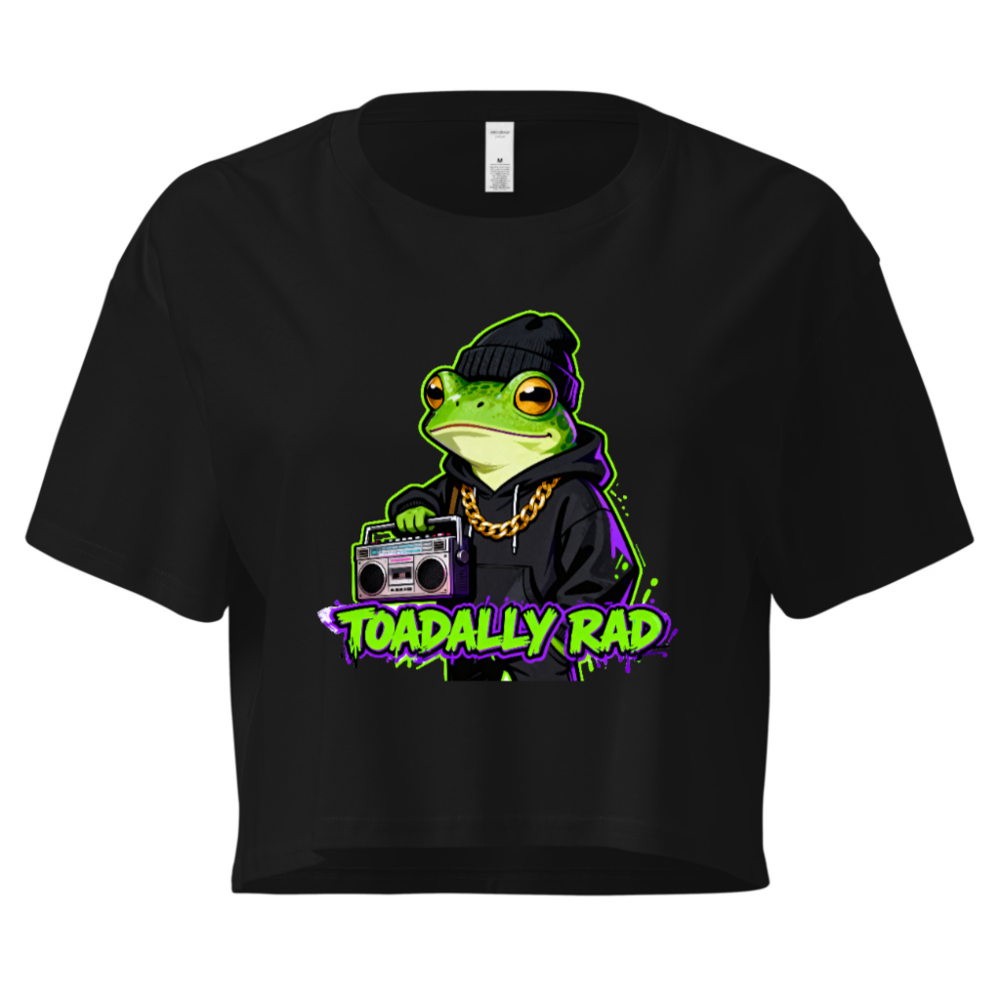 Women's Crop Top - Toadally Rad Frog with Boombox & Gold Chain