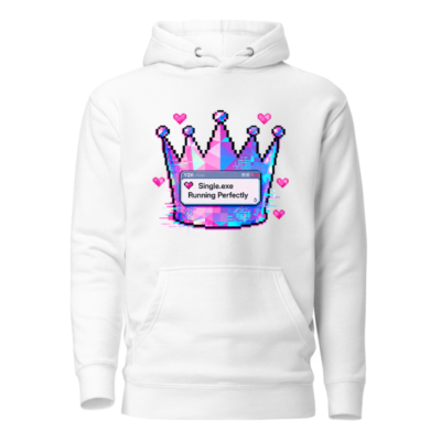 Unisex Premium Pullover Hoodie - Pixel Crown & Single.exe Running Perfectly Design
