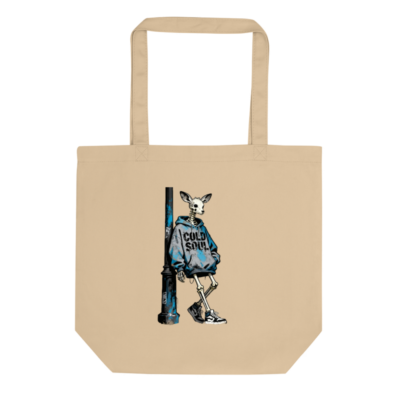Eco Oyster Tote Bag | Sustainable Canvas Tote with Cold Soul Deer Skeleton Art