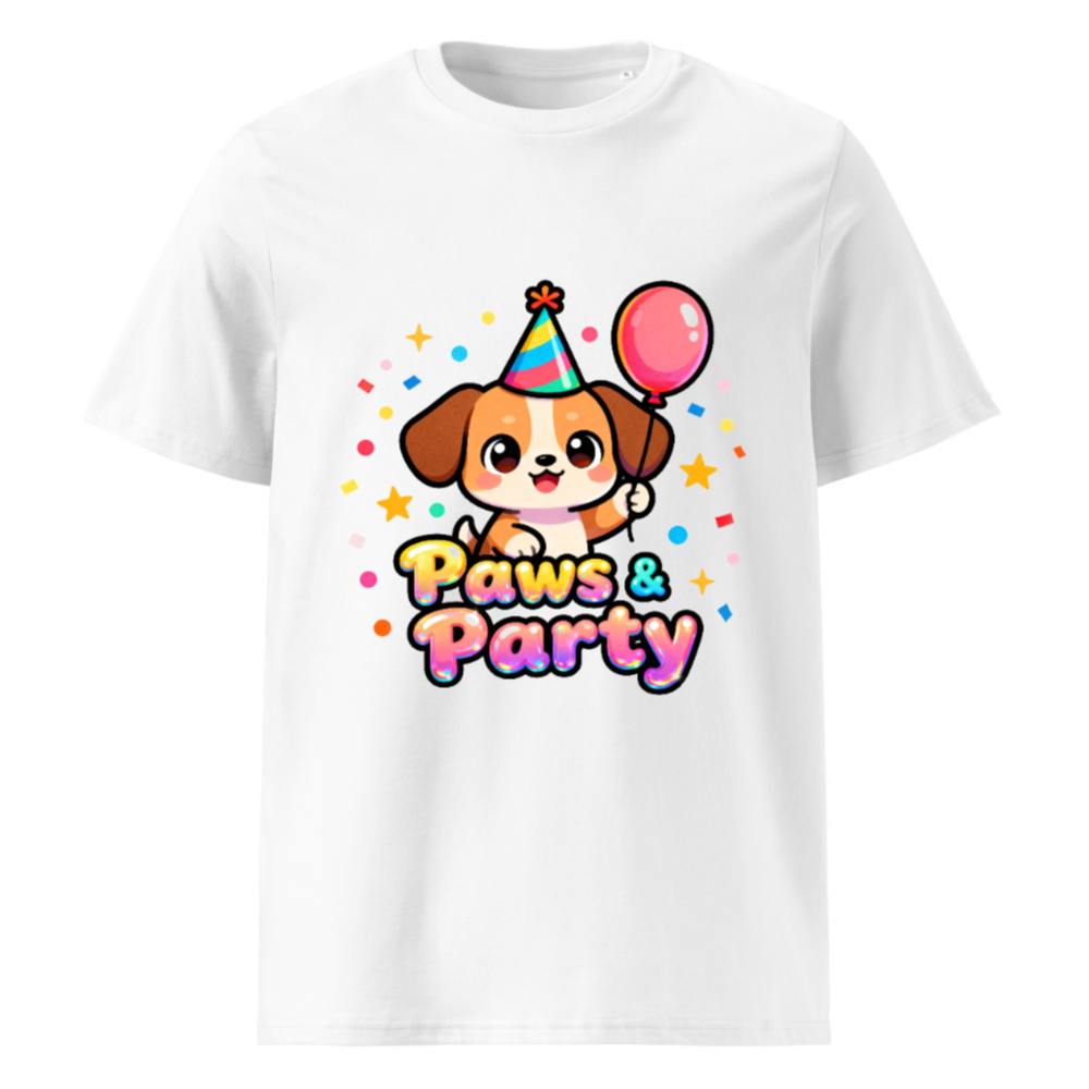 Unisex Organic Cotton T-Shirt | Paws & Party Puppy Birthday Shirt