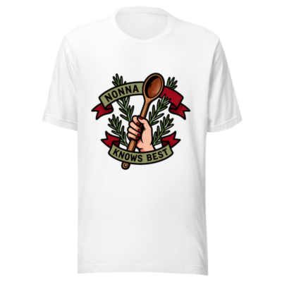 Nonna Knows Best Unisex T-Shirt - Rosemary & Wooden Spoon Design