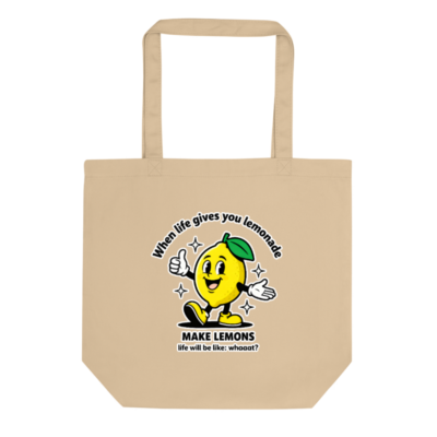 Eco Oyster Tote Bag | Sustainable Lemon-Themed Reusable Shopping Tote