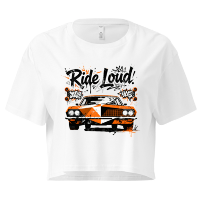 Women's Orange & Black Graffiti Car Crop Top - Ride Loud! Street Style Tee