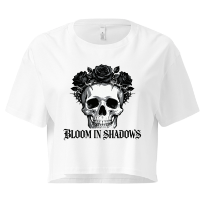 Women's Crop Top - Skull with Roses & Thorns, Bloom in Shadows