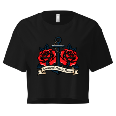 Women's Crop Top with Anchor & Roses Design | Anchored Hearts Forever