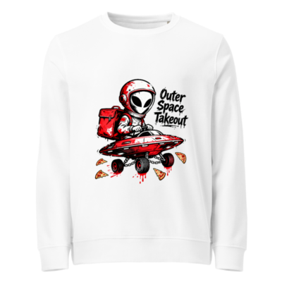 Unisex Organic Sweatshirt | Outer Space Takeout Alien Pizza Delivery