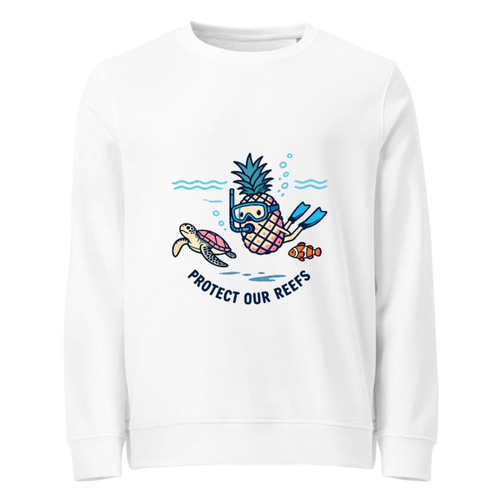 Unisex Organic Sweatshirt | Pineapple Diver & Reef Wildlife - Protect Our Reefs