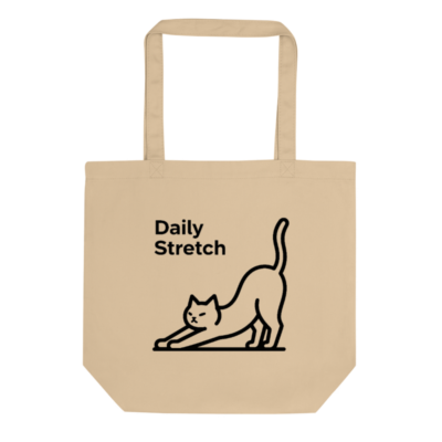 Eco Oyster Tote Bag | Daily Stretch Cat Design, Organic Cotton, Sustainable Shopping