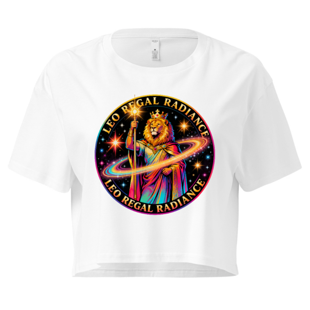Women's Crop Top - Leo Regal Radiance Lion King Design, Neon Galaxy Print