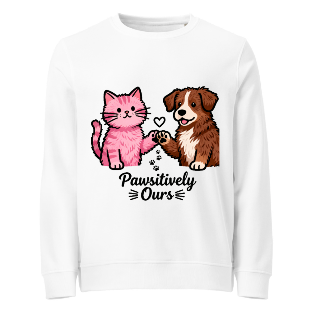 Unisex Organic Sweatshirt | Pawositively Ours Cat & Dog Design