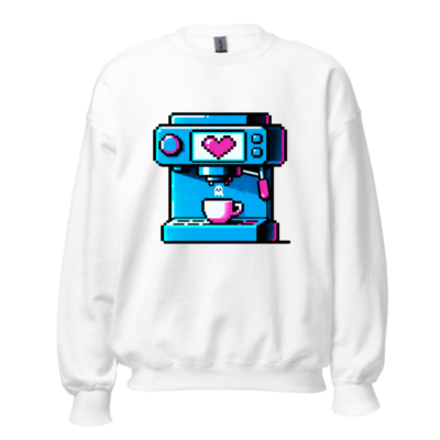 Pixel Art Coffee Machine Sweatshirt | Unisex Crew Neck