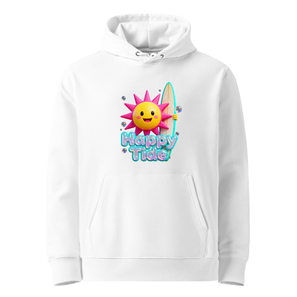 Happy Tide Unisex Eco Hoodie | Sustainable Soft Hoodie with Sun Surf Graphic