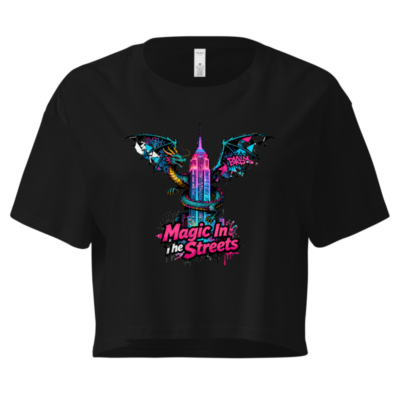 Women's Crop Top - Magic In The Streets Dragon & Empire State Building Design