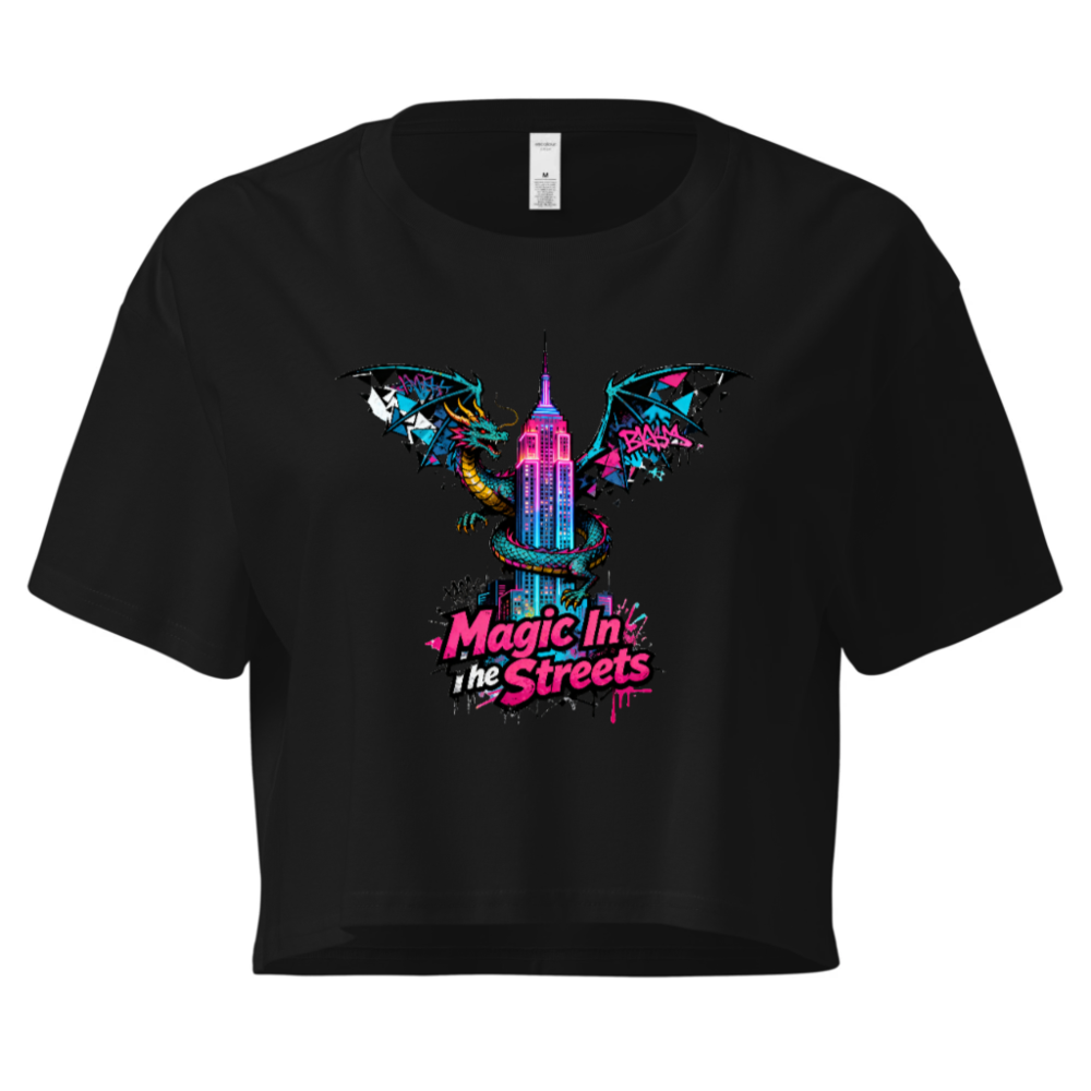 Women's Crop Top - Magic In The Streets Dragon & Empire State Building Design
