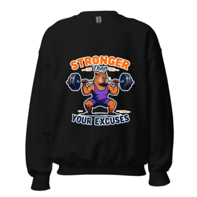 Stronger Than Your Excuses Capybara Gym Sweatshirt | Unisex Crew Neck