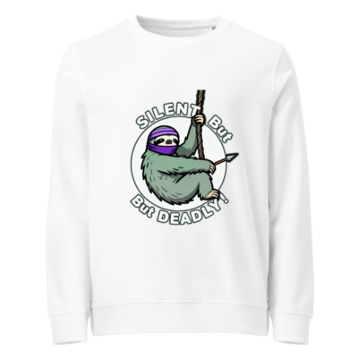 Unisex Organic Sweatshirt - Silent But Deadly Sloth Graphic, Soft & Sustainable