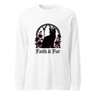 Faith & Fur Black Cat Gothic Rose Unisex Long Sleeve Tee