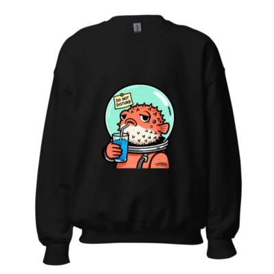 Pufferfish Astronaut Sweatshirt | Unisex Crew Neck, Space-Themed Design