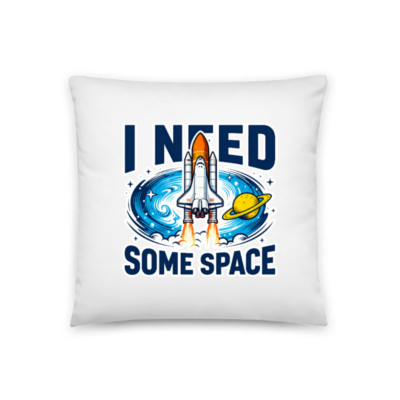 I Need Some Space - 18" x 18" Basic Pillow with Rocket & Saturn Design