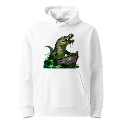 Unisex Eco Hoodie with Crocodile Pirate Boat Graphic - Sustainable Cotton Blend